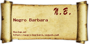 Negro Barbara névjegykártya